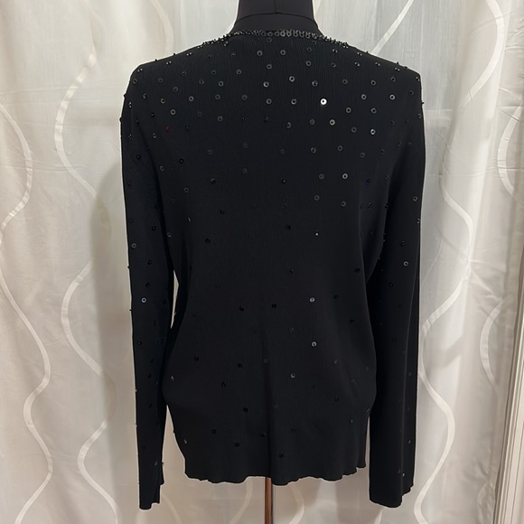 Laura Ashley, Black, V Neck, Sequins Long Sleeve Sweater, Size XL. - Picture 4 of 5